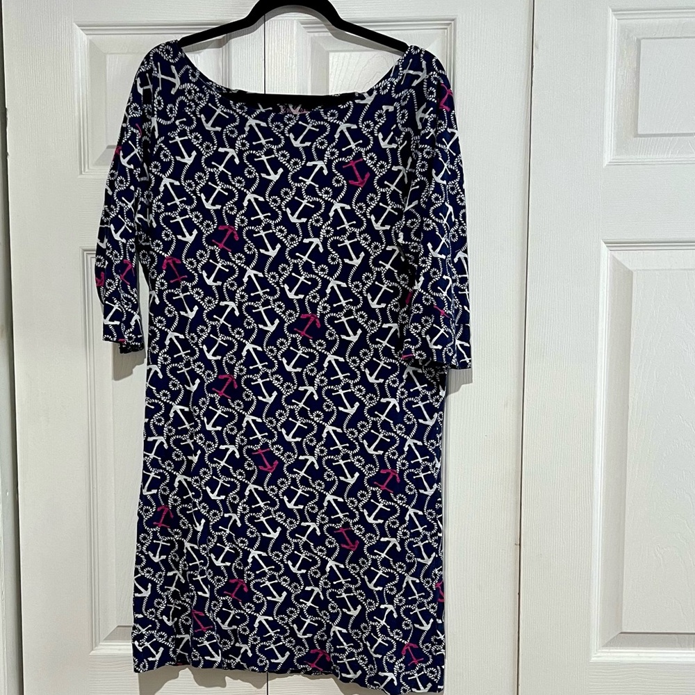 💙⚓️💗Lilly Pulitzer Ahoy Anchor Dress Size Large - Picture 3 of 8